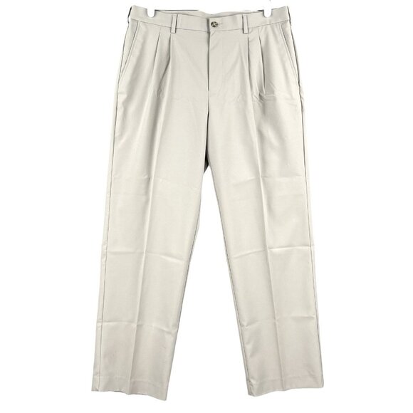 Champions Tour Men Lightweight Beige Pants 34x30 Pleated Front Tapered Leg NWOT - Picture 1 of 12